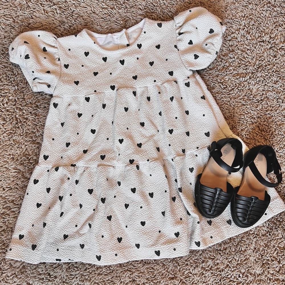 Off white Black Hearts Zara Dress